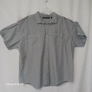 Sean John Men Size 4XB Light Gray Casual Button Down Shirt